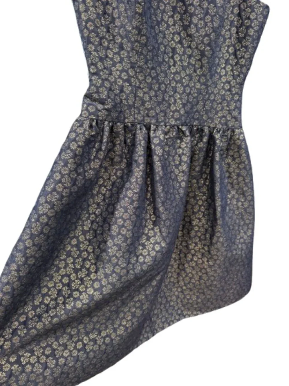 J. Crew Navy Metallic Floral Fit-and-Flare Dress